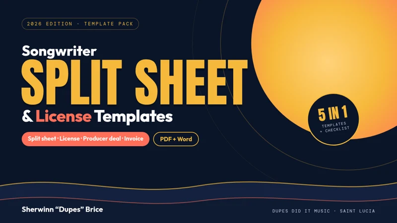 Songwriter Split Sheet & License Template Pack (2026 Edition) cover