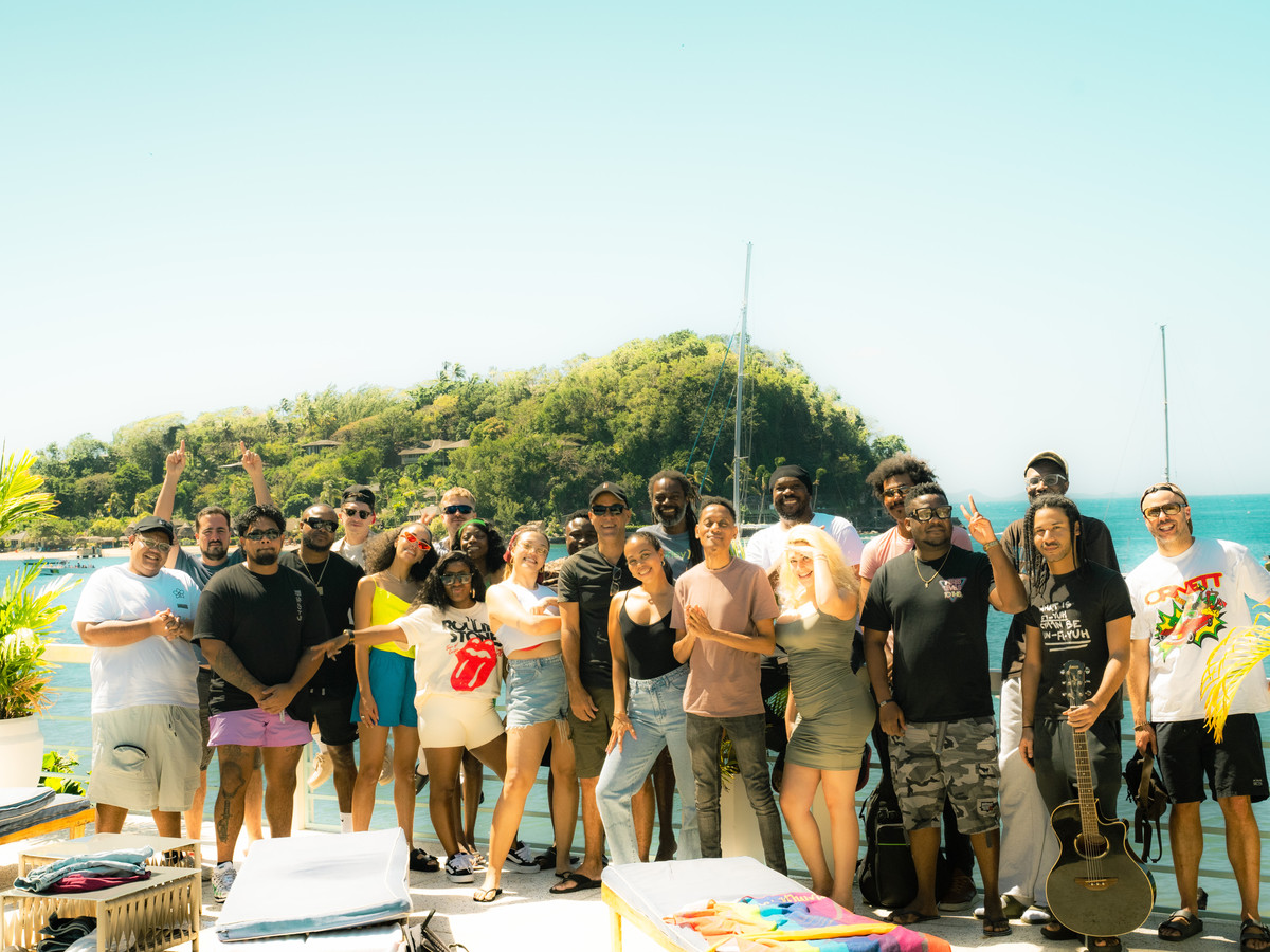 Artists at a Caribbean songwriting camp